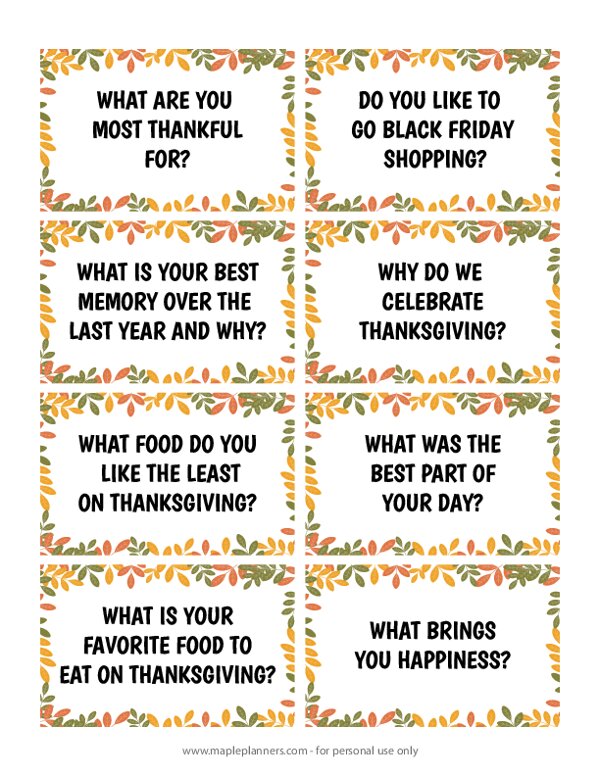 Thanksgiving Conversation Starters