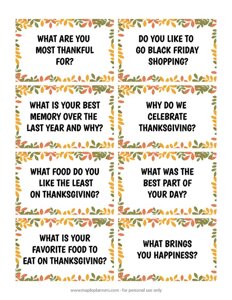 Thanksgiving Conversation Starters