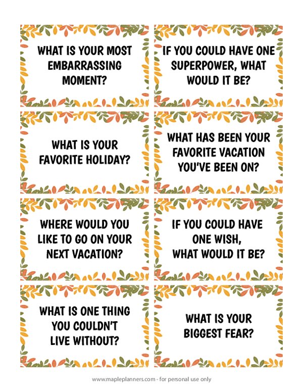 Thanksgiving Dinner Conversation Starters