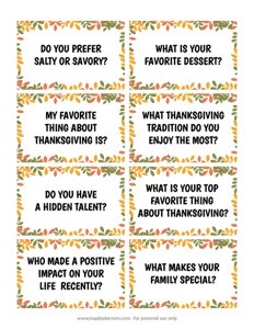Conversation Starters For Thanksgiving