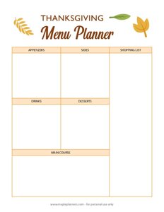 Thanksgiving Meal Planner