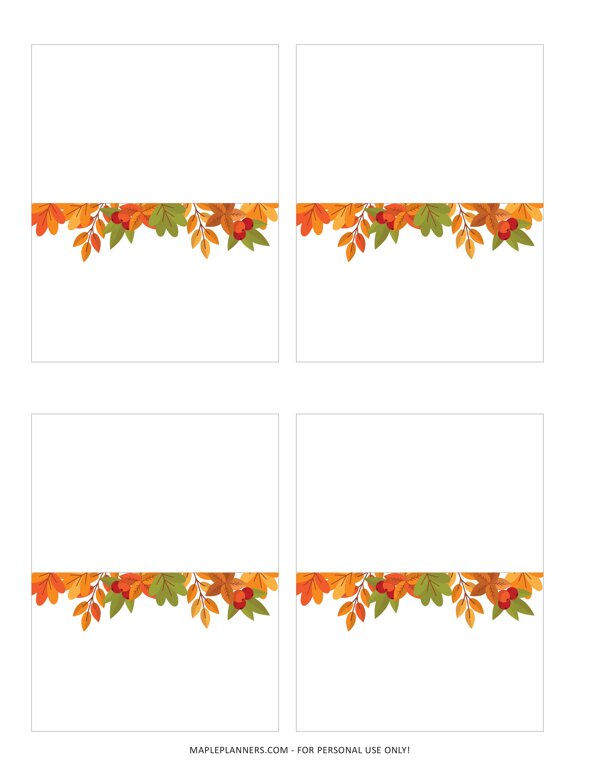 Thanksgiving Place Cards - Floral
