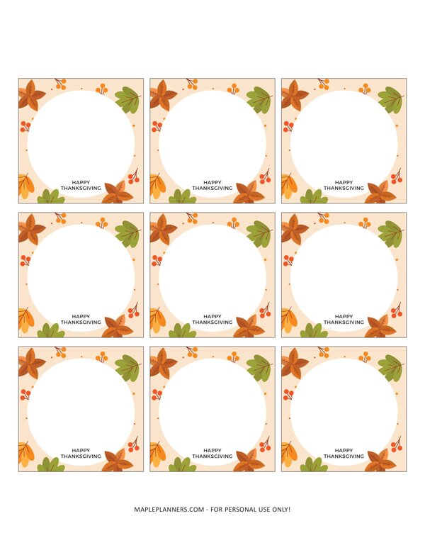 Thanksgiving Place Cards - Floral Squares