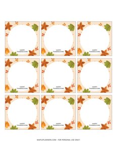 Thanksgiving Place Cards - Floral Squares