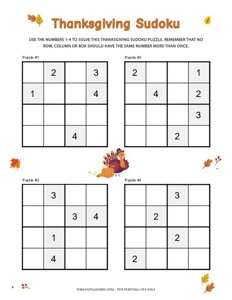 Thanksgiving Sudoku 4x4