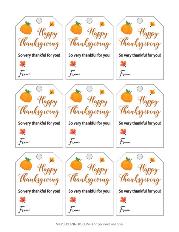 Thanksgiving Wine Bottle Tags