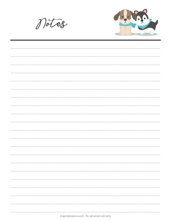 Pet Planner Notes Template