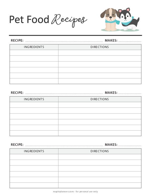 Pet Food Recipes Template