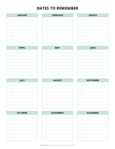 Dates to Remember