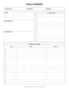 Printable Goal Setting Template