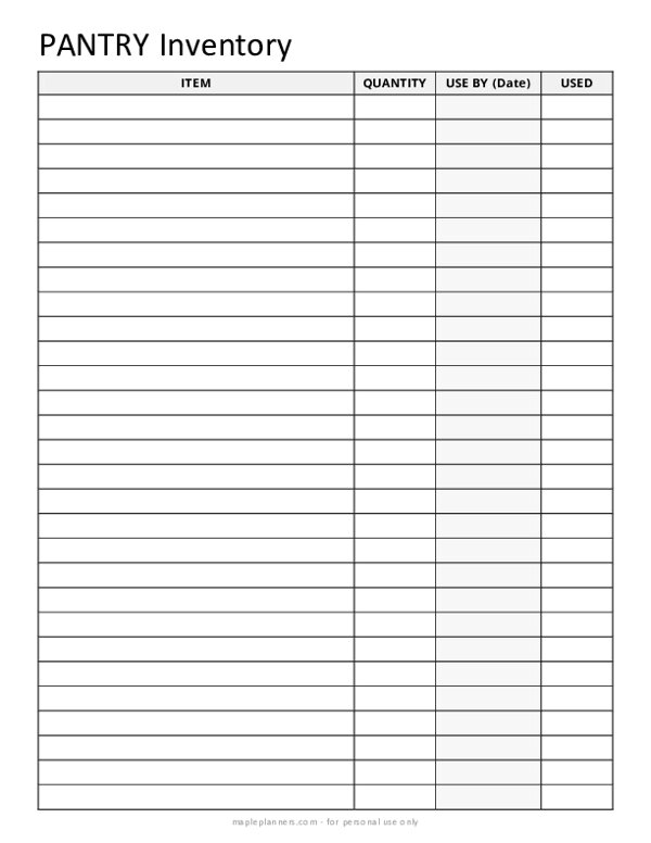 Pantry Inventory Template