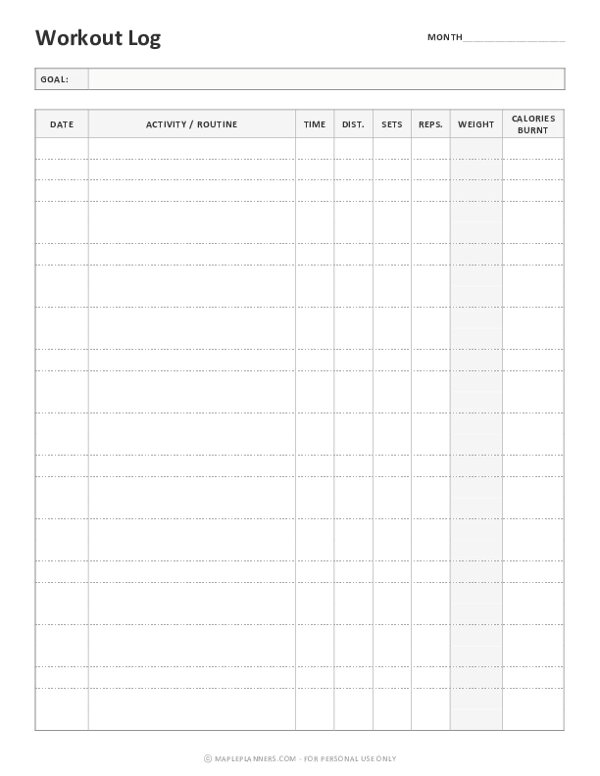 Workout Log Template