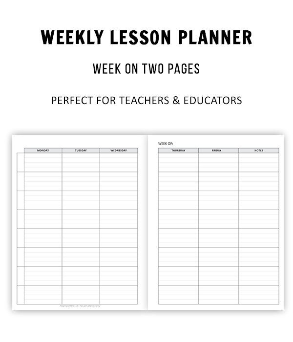Weekly Lesson Planner Printable