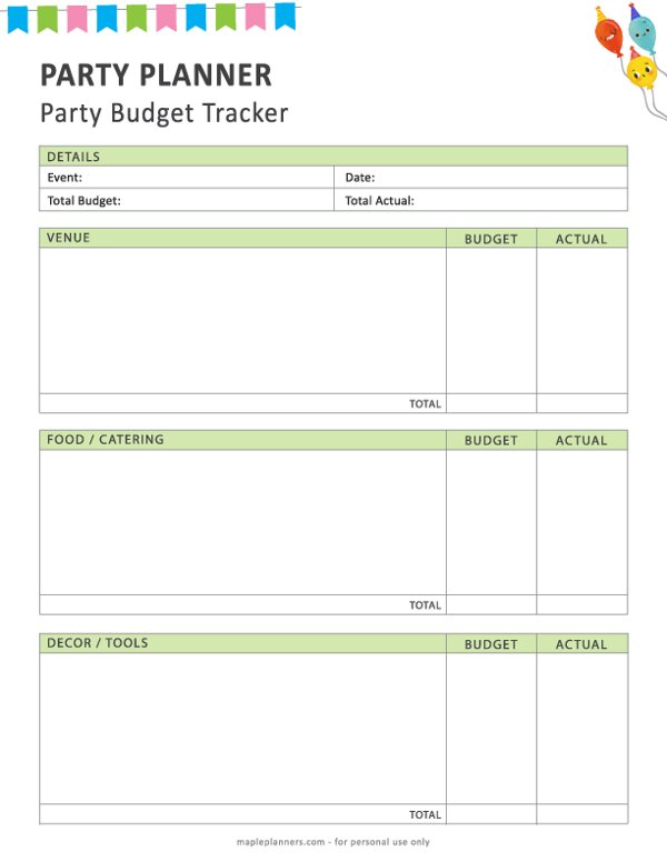 Party Planner Budget Tracker