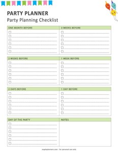 Party Planner Checklist Template