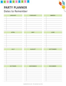Party Planner Dates to Remember