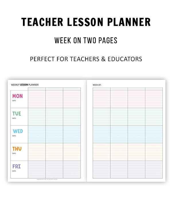 Printable Teacher Lesson Planner
