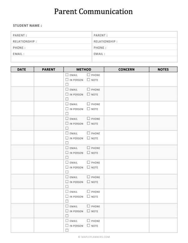 Parent Communication Tracker