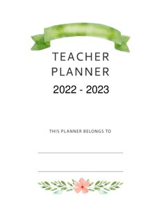 Green Floral Teacher Planner Cover {Editable}