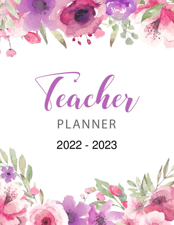 Purple Floral Teacher Planner Cover {Editable}