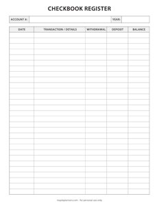 Checkbook Register Template