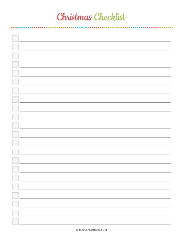 Christmas Checklist Template