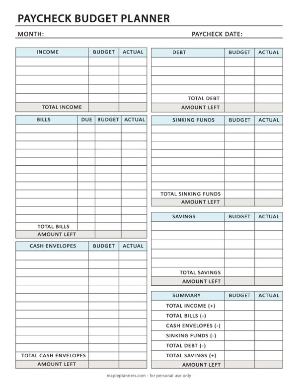 Paycheck Budget Planner