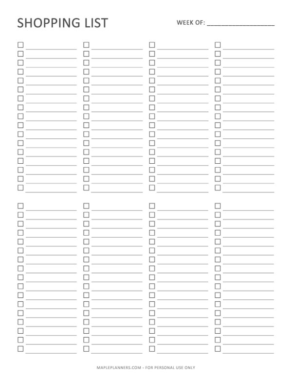 Shopping List Template