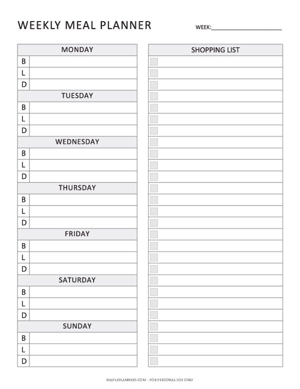 Weekly Meal Organizer