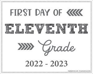 First Day of 11th Grade Sign (Editable)