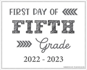 First Day of 5th Grade Sign (Editable)