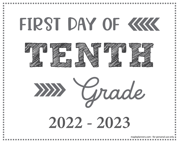 First Day of 10th Grade Sign (Editable)