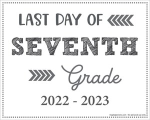 Last Day of 7th Grade Sign (Editable)