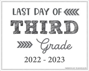 Last Day of 3rd Grade Sign (Editable)