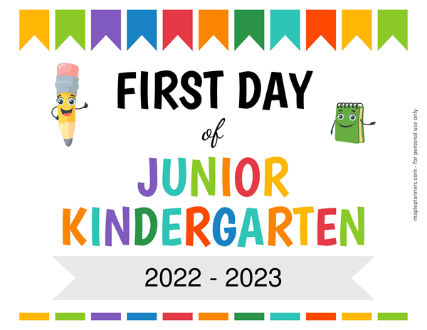 Editable First Day of Junior Kindergarten Sign