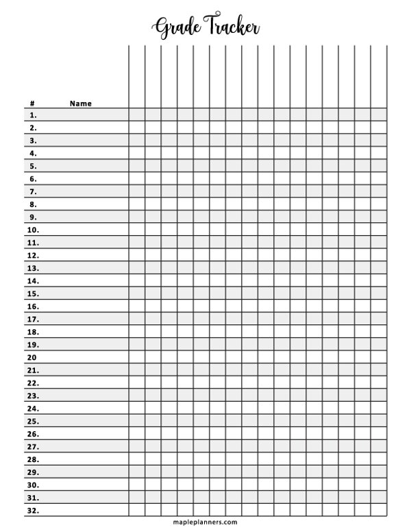 Grade Tracker Template