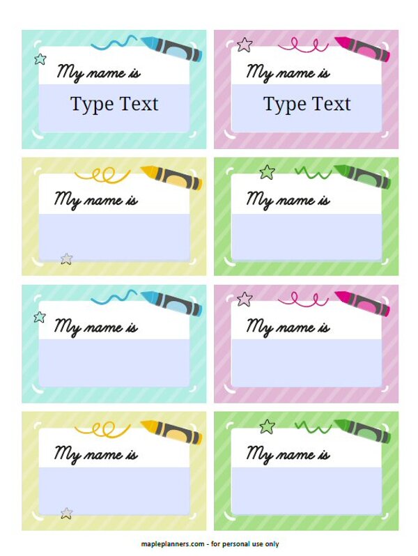 Editable Name Tags Printable For Back To School Editable Name Tags Printable For Back To School