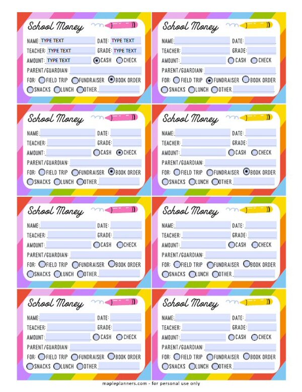 School Money Labels {editable}