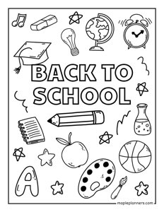 Back to School Coloring Pages - School Supplies