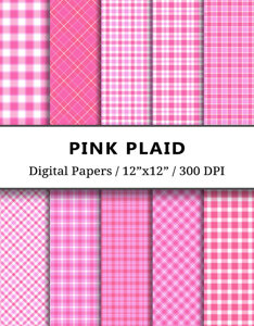 Pink Plaid Digital Papers