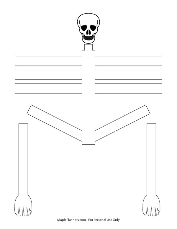 Printable Paper Skeleton Template for Halloween Decor