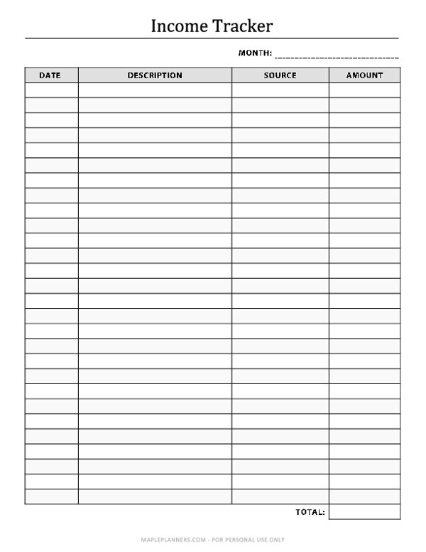 Free Printable Income Tracker Template free-printable-income-tracker-template