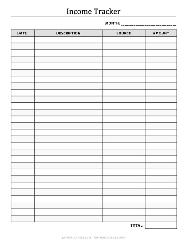 Income Tracker Template