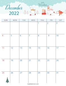 December 2022 Christmas Calendar (Vertical)