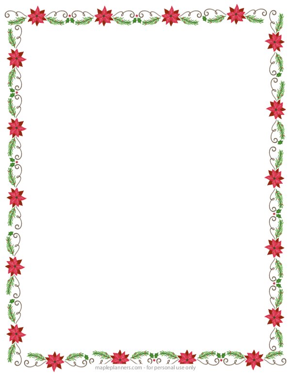 Christmas Flowers Decorations Page Border