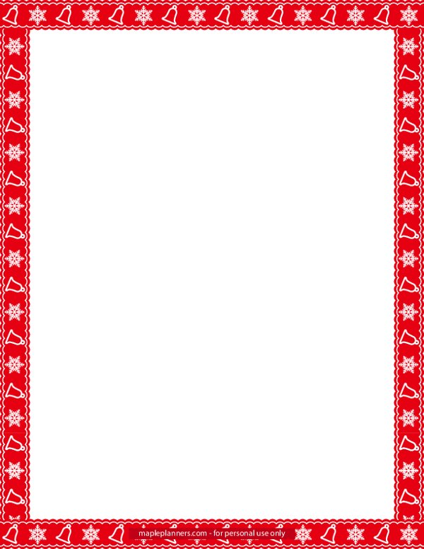 Red Christmas Bells and Snowflake Decorative Page Border