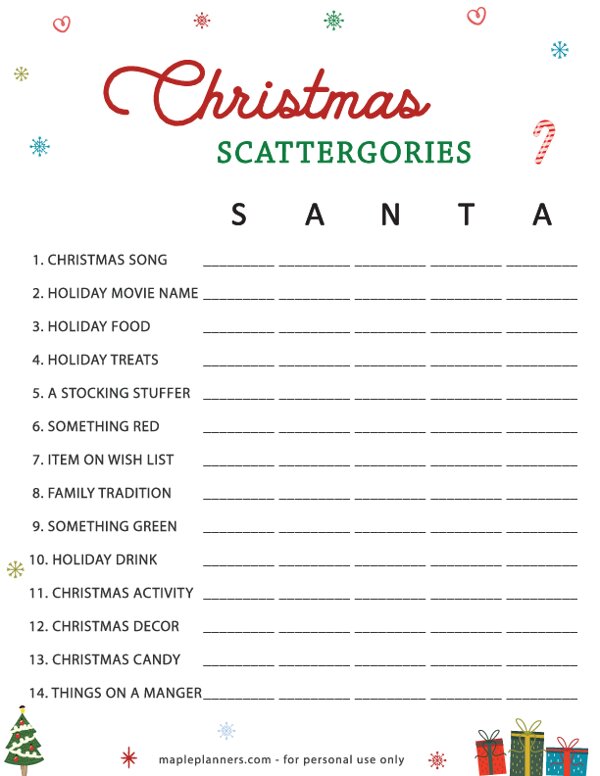 Santa - Christmas Scattergories