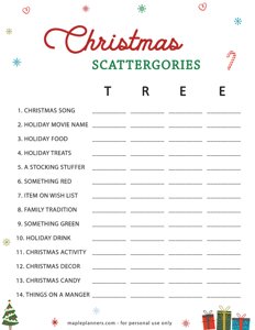 Tree - Christmas Scattergories