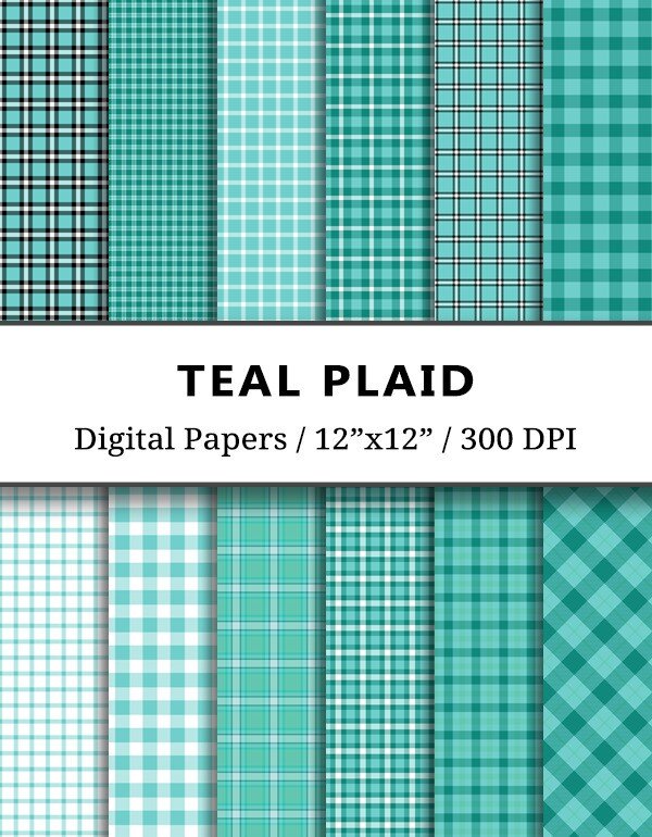 Teal Plaid Digital Papers