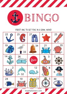 Nautical Bingo Printable Cards